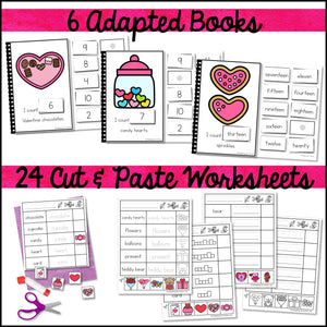 Special Education Valentine's Day Activities - File Folders, Cut & Paste Worksheets & Adapted Books