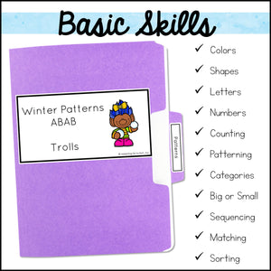 Winter Basic Skills File Folder Games and Activities