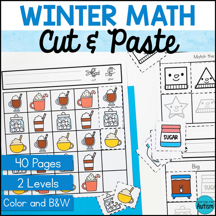 Winter Cut and Paste Math Worksheets