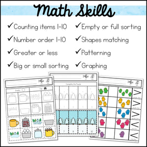 Winter Cut and Paste Math Worksheets