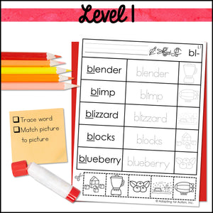 Word Work Worksheets Phonics BUNDLE: Cut and Paste Activities for Special Education