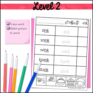 Word Work Worksheets Phonics BUNDLE: Cut and Paste Activities for Special Education