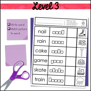 Word Work Worksheets Phonics BUNDLE: Cut and Paste Activities for Special Education