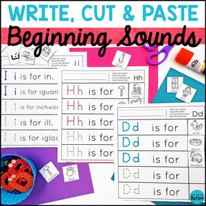 Beginning Sounds Worksheets: Cut and Paste Activities