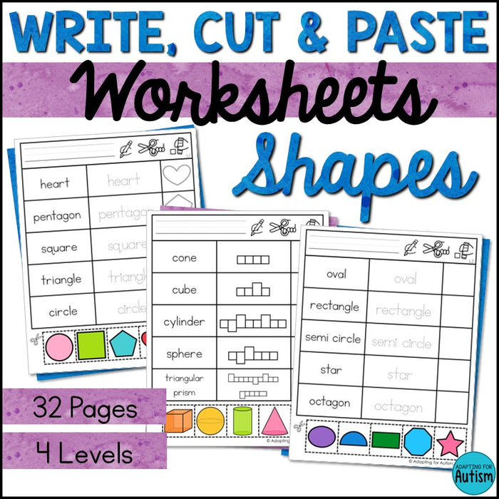 Shapes Write Cut and Paste Activities