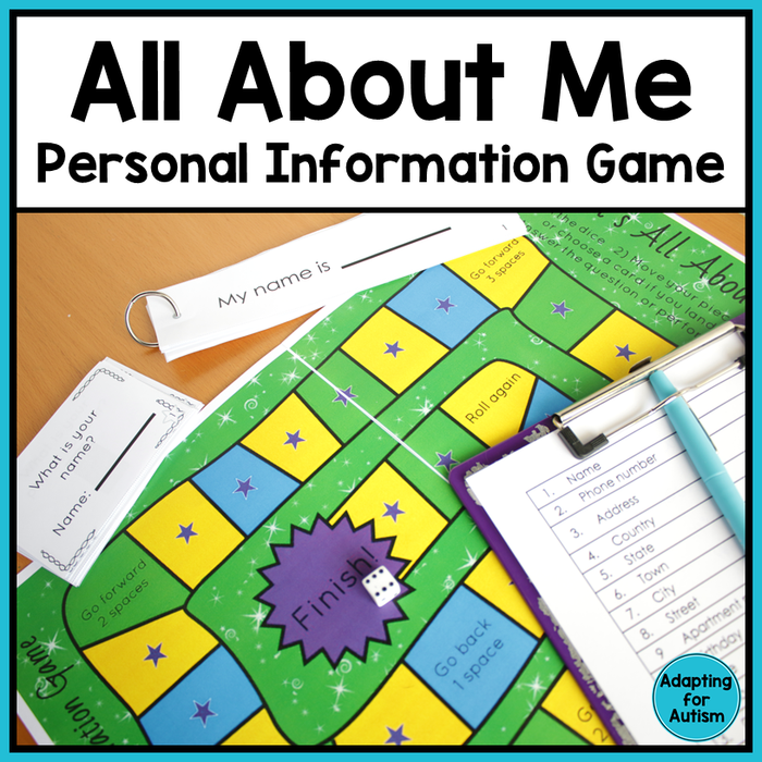 All About Me Personal Information Game