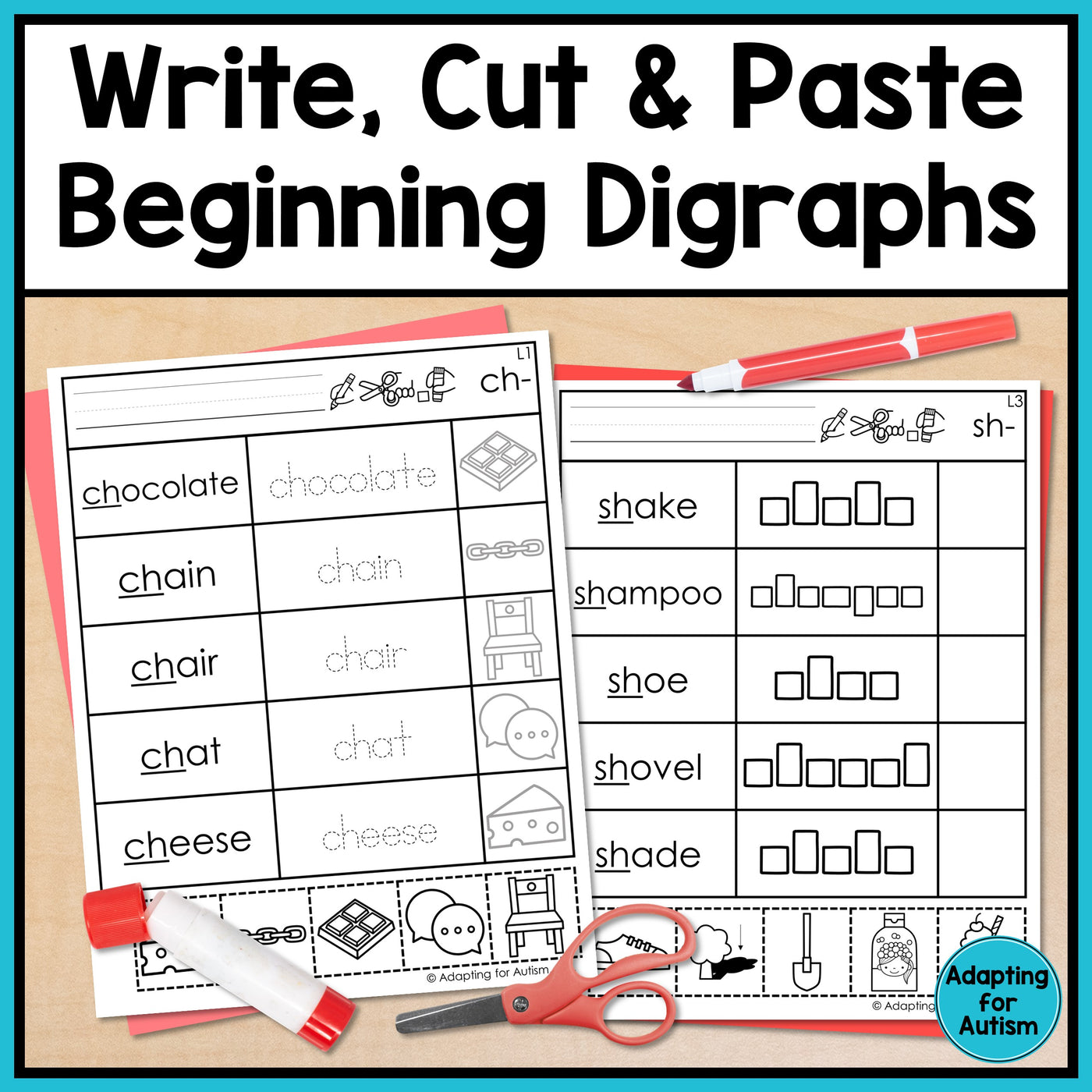 Beginning Digraphs Phonics Worksheets: Cut and Paste Activities for Wo – Autism Work Tasks beginning-digraphs-phonics-worksheets-cut-and-paste-activities-for-wo-autism-work-tasks