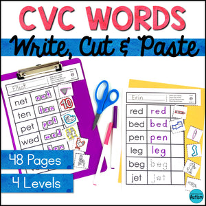 CVC Worksheets: Write, Cut and Paste Activities