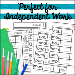 FREE CVC Words Worksheets: No Prep Write Cut and Paste Activity