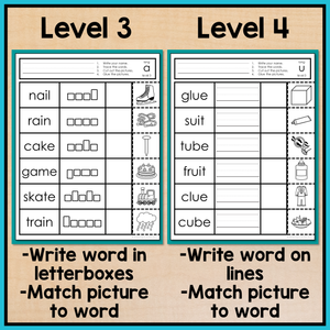 Long Vowel Worksheets: Write, Cut and Paste Activities