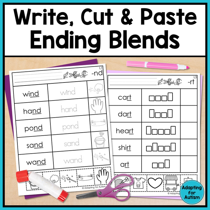 Ending Blends Phonics Activities: Cut and Paste Activities for Word Work