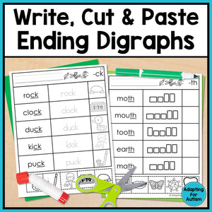 Ending Digraphs Phonics Activities: Cut and Paste Activities for Word Work