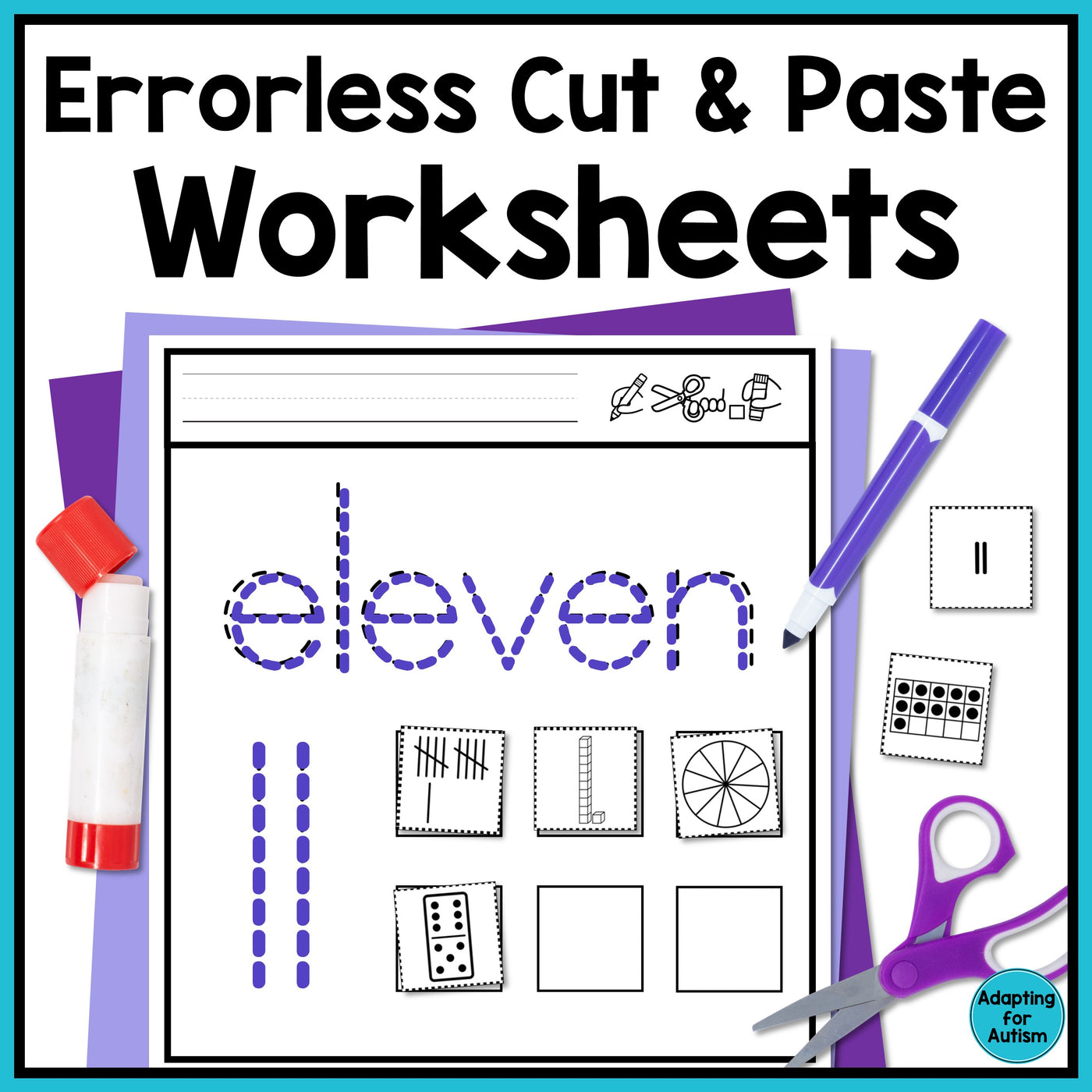 Errorless Learning Cut and Paste Activities- Numbers 1-20 – Autism Work ...