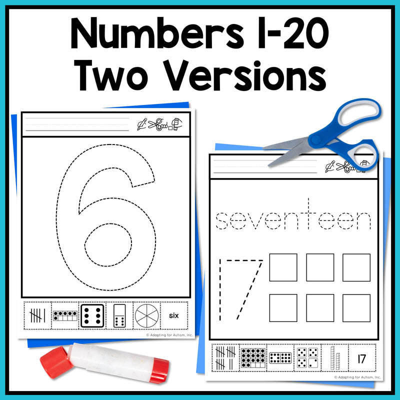 Errorless Learning Cut and Paste Activities- Numbers 1-20 – Autism Work ...