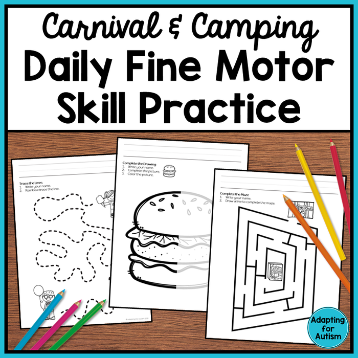 Fine Motor Worksheets - Carnival & Camping