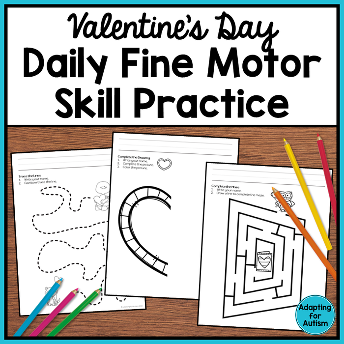 Valentine's Day Fine Motor Worksheets