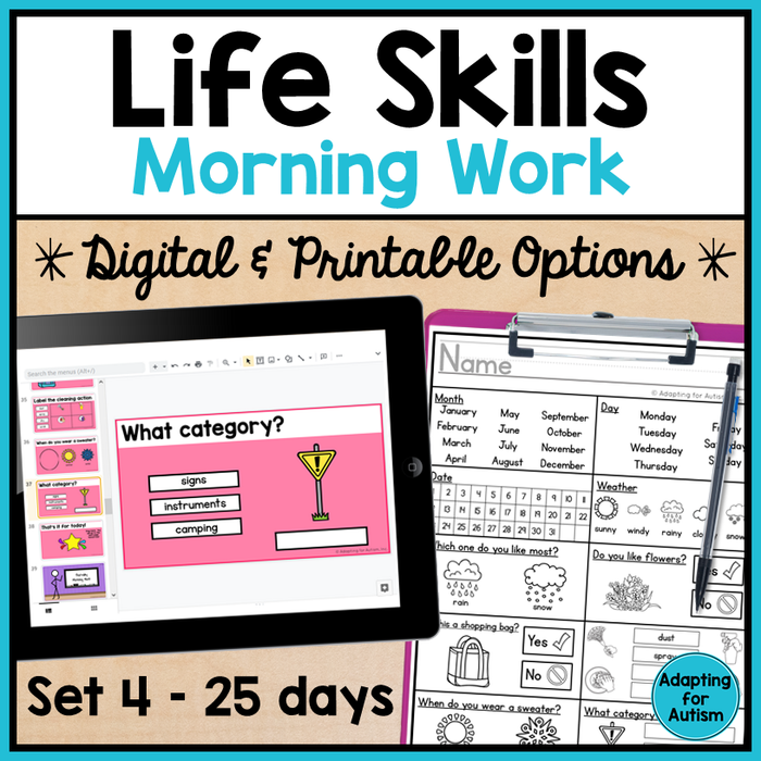 Life Skills Morning Work - Digital and Printable | Set 4