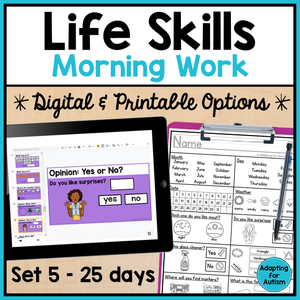 Life Skills Morning Work - Digital and Printable | Set 5