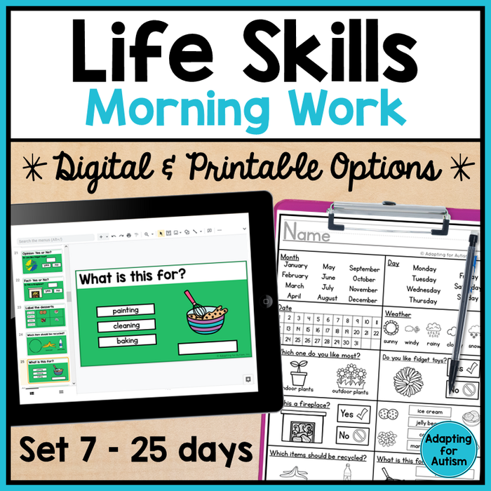 Life Skills Morning Work - Digital and Printable | Set 7