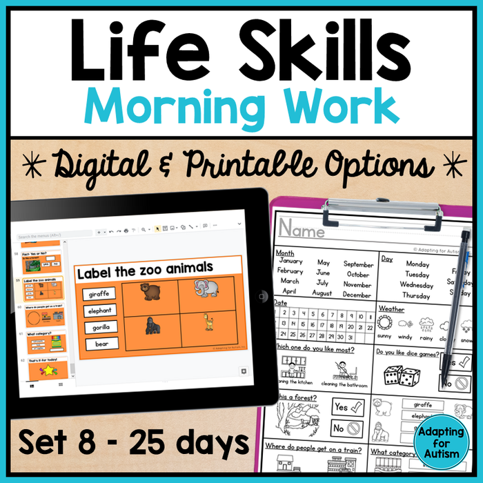 Life Skills Morning Work - Digital and Printable | Set 8