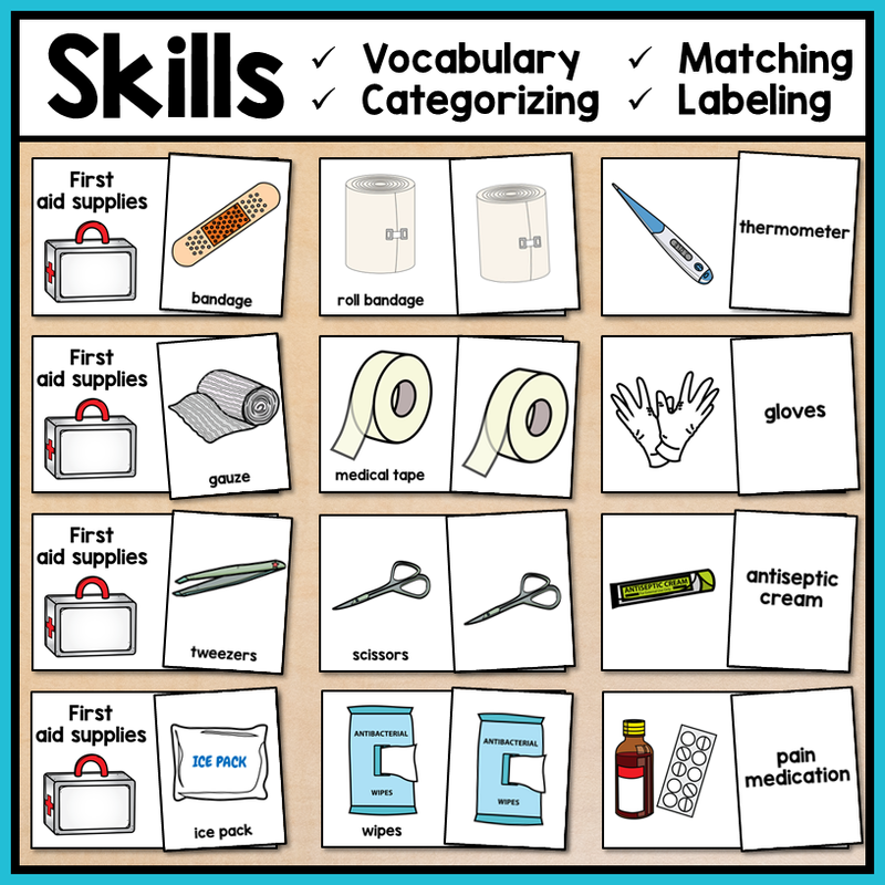 Life Skills Task Boxes - First Aid Vocabulary – Autism Work Tasks