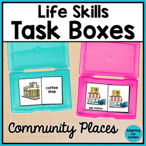 Life Skills Task Boxes - Community Places Vocabulary