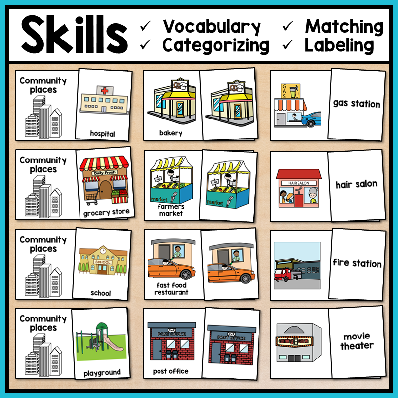 Life Skills Task Boxes - Community Signs Vocabulary