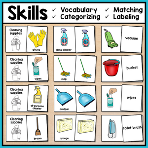 Life Skills Task Boxes - Cleaning Vocabulary