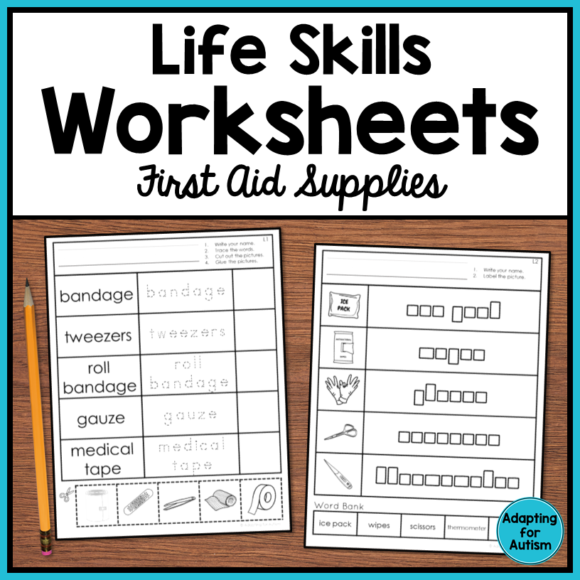 Life Skills Worksheets - First Aid Vocabulary – Autism Work Tasks life-skills-worksheets-first-aid-vocabulary-autism-work-tasks