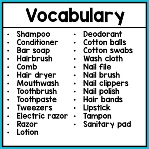 Life Skills Worksheets - Personal Care Vocabulary