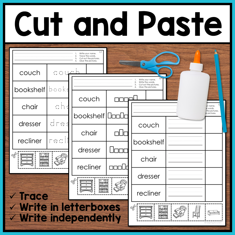 life-skills-worksheets-furniture-vocabulary-autism-work-tasks for Free Printable Life Skills Activities Life Skills Worksheets - Furniture Vocabulary – Autism Work Tasks for Free Printable Life Skills Activities