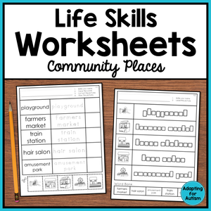 Life Skills Worksheets - Community Places Vocabulary