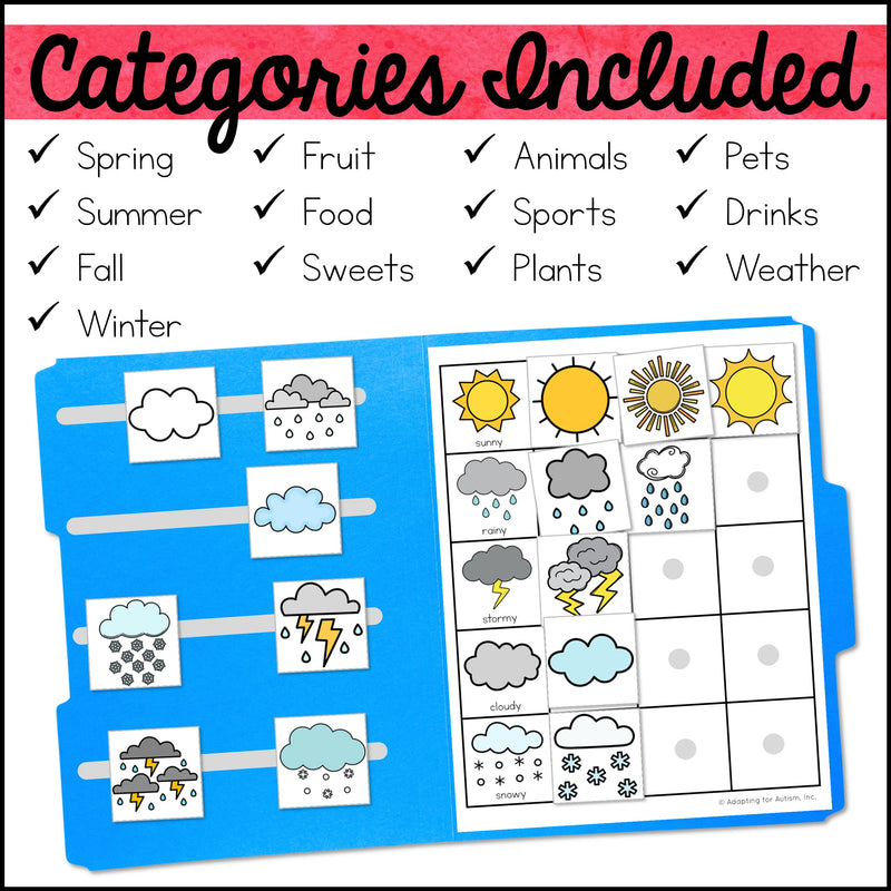 File Folder Matching Fall Non-Identical Matching File Folder Games and Activities – Autism Work Tasks