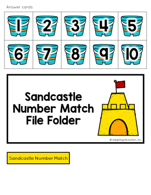 Summer file folder - numerals on sand buckets and file folder cover