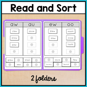 Reading File Folder Games - Diphthongs and Vowel Digraphs