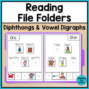 Reading File Folder Games - Diphthongs and Vowel Digraphs