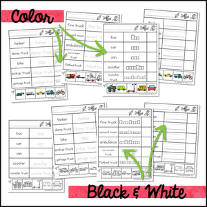 Transportation Write Cut and Paste Worksheets