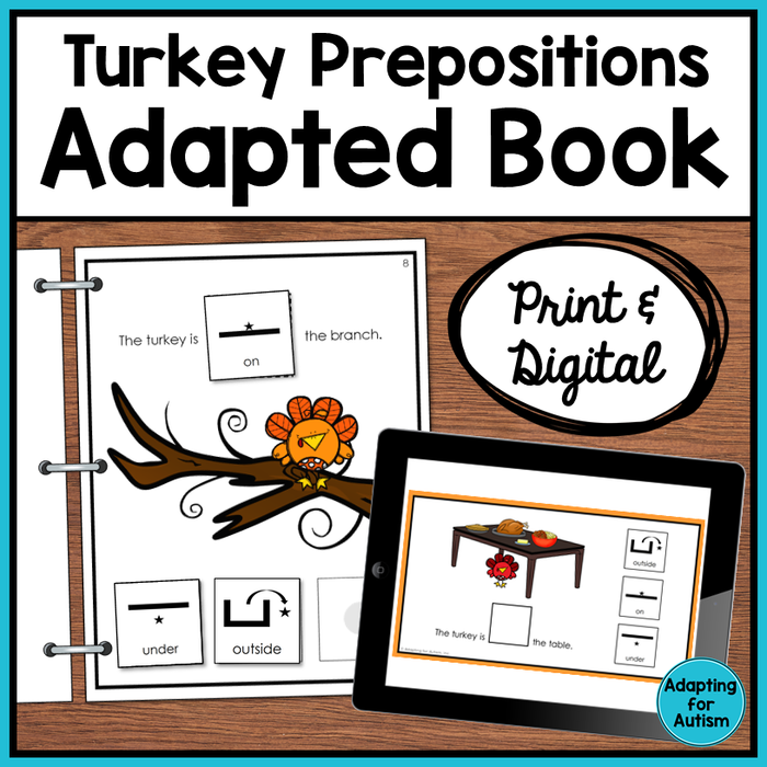 Thanksgiving Adapted Book of Prepositions (Print and Digital)