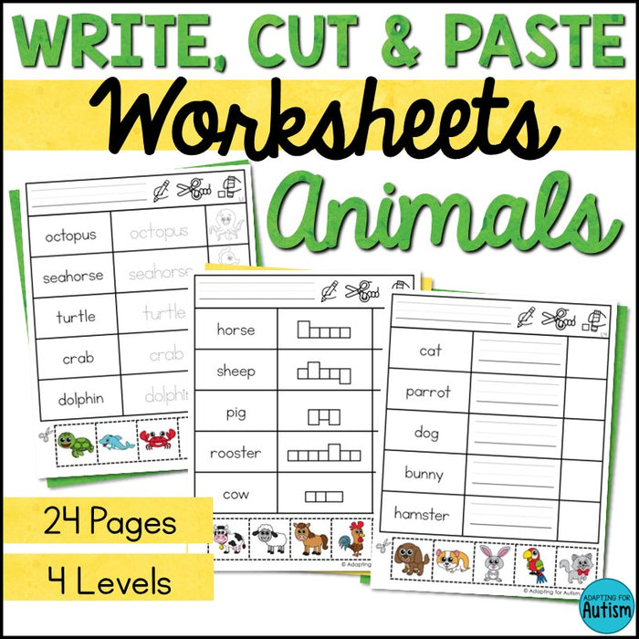 Animals Write Cut and Paste Activities
