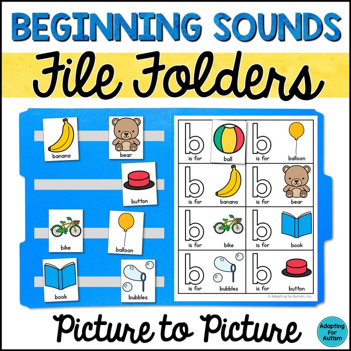 Beginning Sounds File Folder Games - Picture Matching Activities