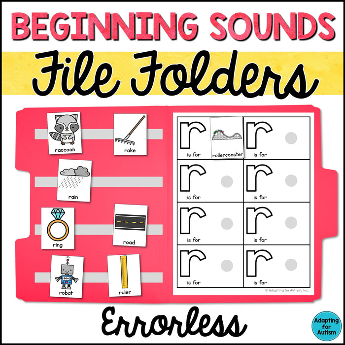 Beginning Sounds File Folder Games - Errorless Matching Activities