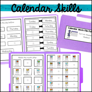 Calendar Skills File Folder Games and Activities