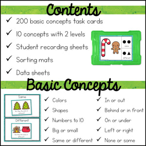 Special Education Task Boxes | Christmas Basic Concepts