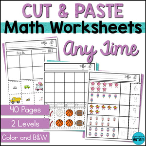 Any Time Cut and Paste Math Activities