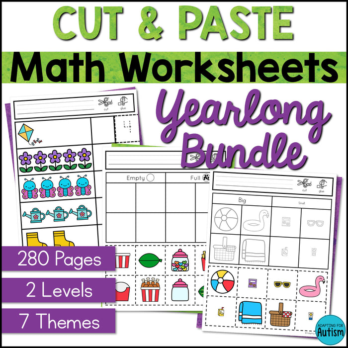 Cut and Paste Math Activities BUNDLE – Autism Work Tasks cut-and-paste-math-activities-bundle-autism-work-tasks