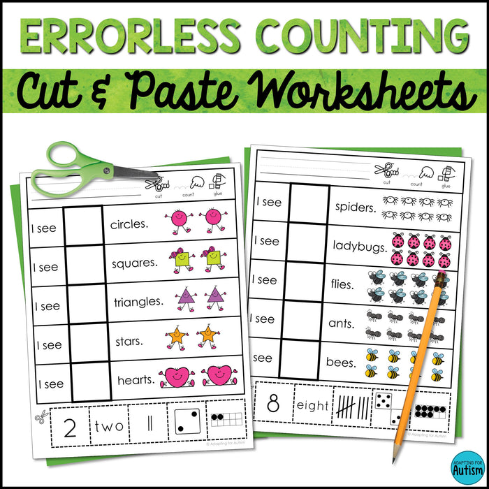 Errorless Cut and Paste Math Activities | Counting 1-10