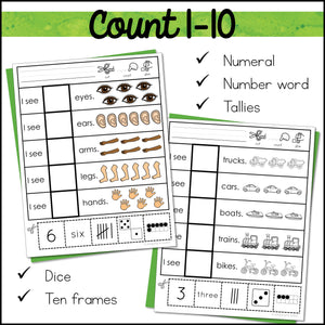 Errorless Cut and Paste Math Activities | Counting 1-10