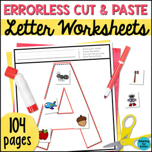 Errorless Cut and Paste Activities- Letters