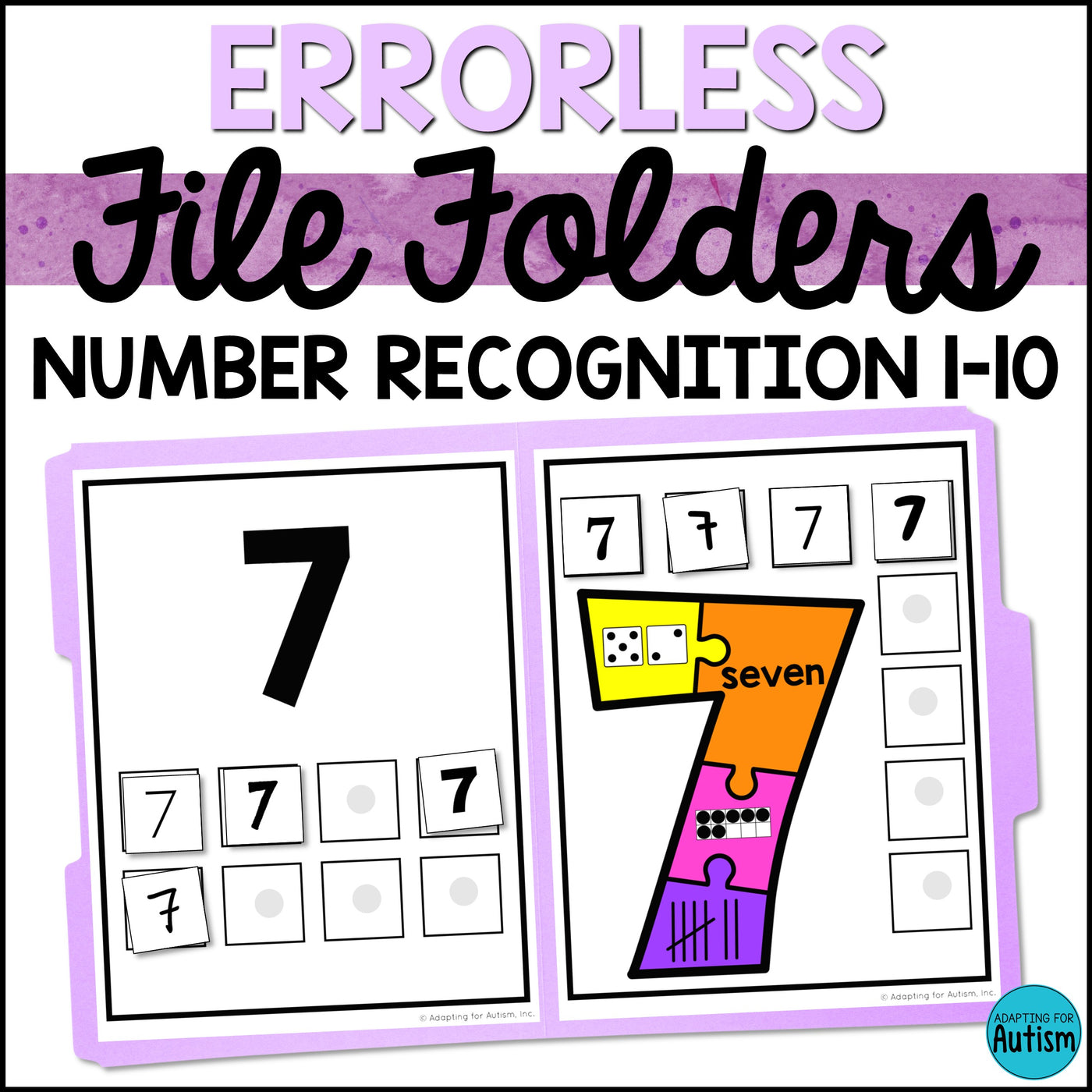Errorless File Folder Games - Number Recognition (1-10) – Autism Work Tasks