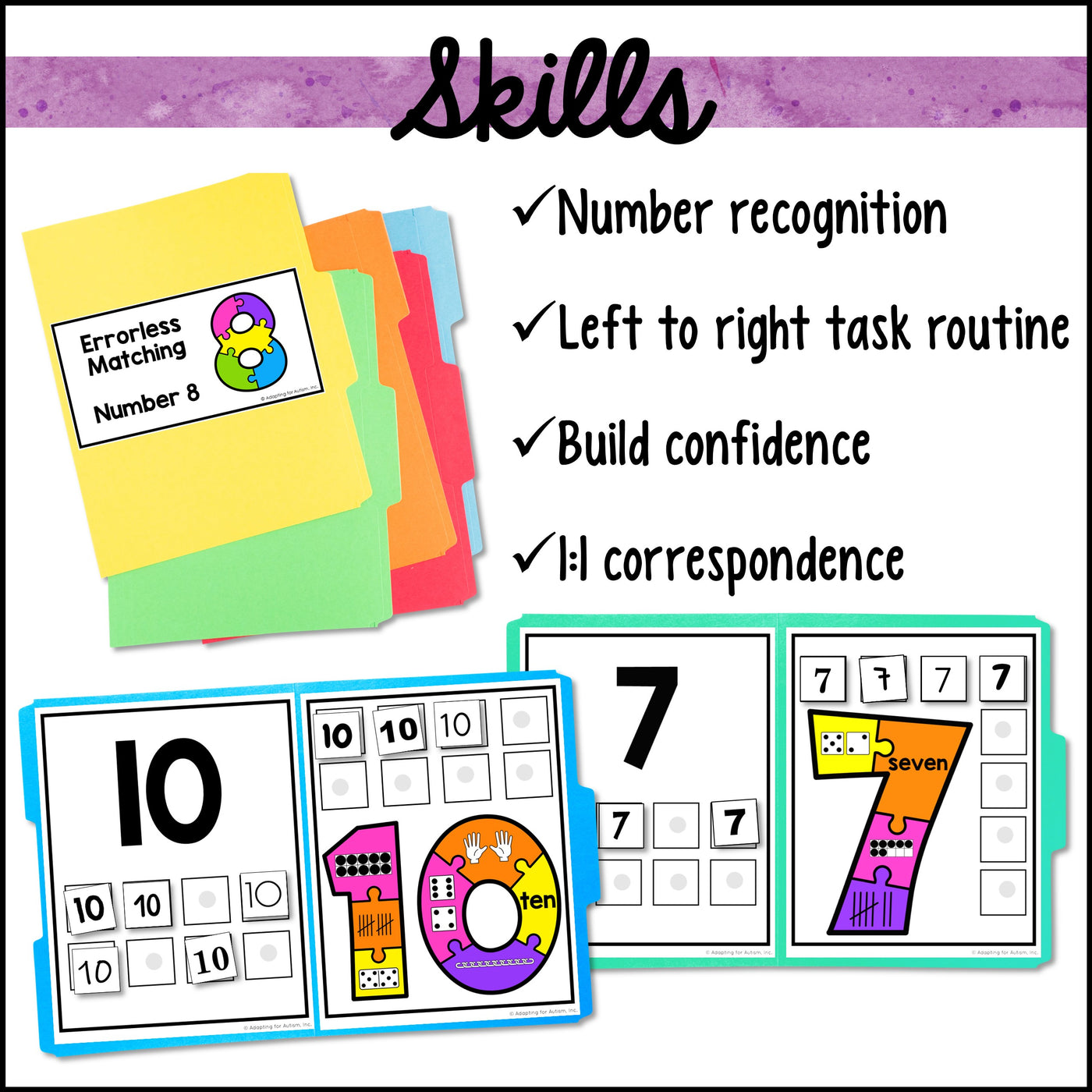 Numbe Block File Folder Errorless File Folder Games - Number Recognition (1-10) – Autism Work Tasks